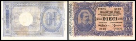 Köngreich
 10 Lire (Serie 3122 = 1922) Grap. BS 40, P-20g, Rs. fleckig, li. gekl. Randeinriß Biglietti di / Stato (Staatsnoten) II-