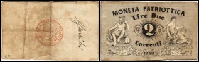 Moneta Patriottica
 2 Lire 1848, zu Ri-504 und PS-186, Rs. Unterschrift III/IV