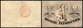 Moneta Patriottica
 3 Lire 1848, Ri-505a, PS-187 III+