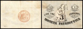 Moneta Patriottica
 3 Lire 1848, wie vor + Wz.Wappenteil (selten) III+