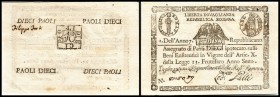 Monte di Pieta’
 10 Paoli, 7=1798, Rs. WZ im Quadrat, P-S540c I-
