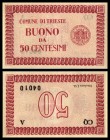 Notgeld
 50 Cent. o.D.(1943) mit Serie und KN, Keller II.WK Seite36, Nr.73 Commune di Trieste I