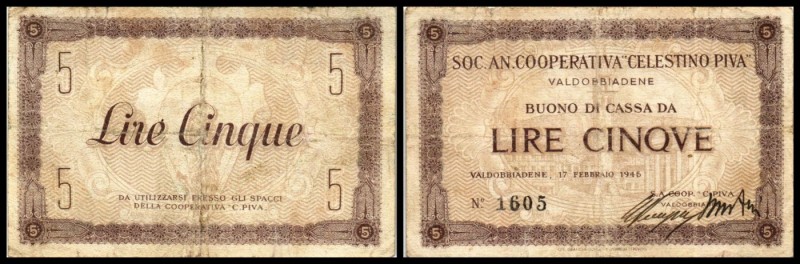 Notgeld
 5 Lire 17.2.1945, Soc.An.Coop. Celestino Piva , Pick-Siemsen ---- (sel...