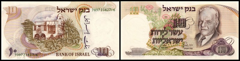 Bank of Israel
 10 Lirot 1968, KN grün, P-35b I