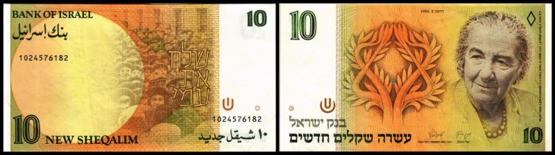 Bank of Israel
 10 New Shequalim 1992, Sign.8, P-53c II/III