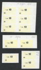 Militärgeld 1964/69 (perf. Kupons aus Markenheftchen ca. 40 x 20 mm)
 10 Agorot o.D.(1968) Udr. gelb, KN 13 (11x) 2) mit Währungsangabe in Agorot und...