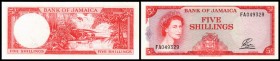 Bank of Jamaica
 5 Shillings L.1960(1964/Sign.1) KN ZT breit, gew.(gotische) ZT., P-51Ab I