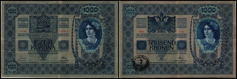 Lokale Abstempelungen 1. Ausgabe, ohne Klmk
 1000 K 1902, Zagreb Nr.1, Ke-1484 ...