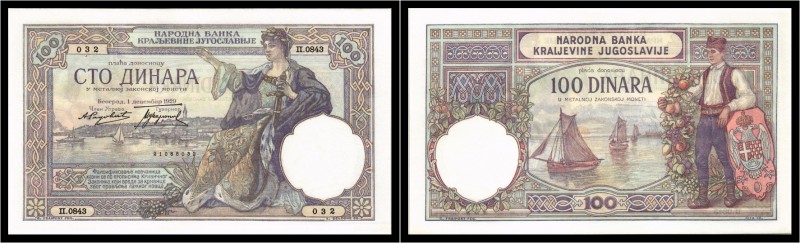 Nationalbank / Königreich Jugoslawien
 100 Din. 1.12.1929, P-27a I