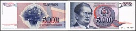 Sozialistische Förderale Republik
 5000 Dinar 1.5.1985, Druckfehler Todesjahr 1930 statt 1980, B-Y90a, P-93x,Serie ZA Währungsreform 1 Dinar neu = 10...