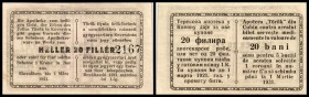 Notgeld 1.WK
 20 Heller/Filler/Dinar/bani 1.3.1921, B-R37 Kevevára/Apotheke zum hl. Geist I
