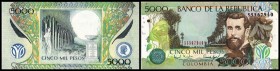 Banco de la Republica (ohne „El“)
 5000 Pesos 12.10.1999, Rs. Siegel mit Umschrift und Frauenkopf, P-447d I