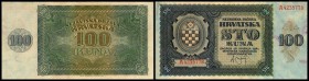 Government Notes
 100 Kuna 26.5.1941, (B-H257) P-2a Nummern in Klammer nach Spezialkatalog Borna Barac 2002 I
