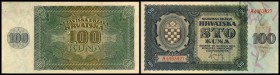 Government Notes
 100 Kuna 26.5.1941, (B-H257) P-2a Nummern in Klammer nach Spezialkatalog Borna Barac 2002 I-
