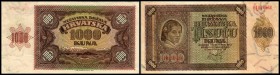 Government Notes
 1000 Kuna 26.5.1941, (B-H259) P-4a Nummern in Klammer nach Spezialkatalog Borna Barac 2002 I