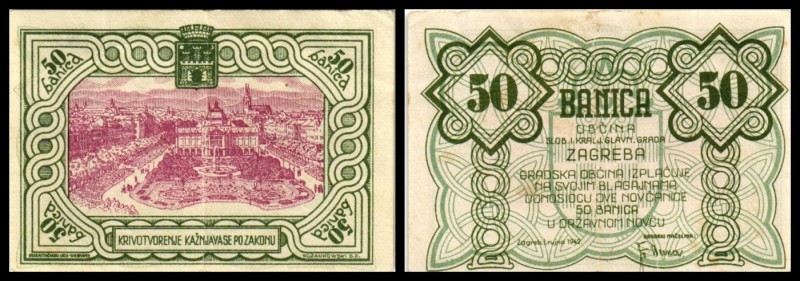 Notgeld
 50 B., 1,2 Kuna 1.9.1942 (B-H261/63) Serie Zagreb II-IV