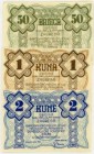 Notgeld
 Lot 3 Stück, 50 Banica, 1,2 Kuna 1.9.1942, Barac-H281/63 Zagreb I