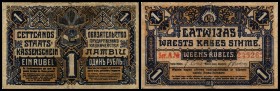 1 Rubel 1919, blau, Sign.1/2 - Serie A, P-1 III/IV