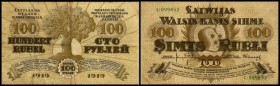 100 Rubel 1919, Sign.6/4 – nur KN li. oben und re. unten, Ser.U) P-7f, kl. Einriß III