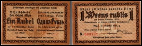 Notgeld (LE = Katalog Grabowski/Huschka/Schamberg 2006)
 1 Rubel 15.8.1919, Wz. Kreuz im Quadrat, KN 4.5 mm, Ser.N, Ke-71 Riga Stadt Text deutsch/rus...
