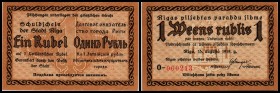 Notgeld (LE = Katalog Grabowski/Huschka/Schamberg 2006)
 1,3 Rb. 15.8.1919, Serie O-000213 u.Serie G, Ke-71 und 74 Riga Stadt Text deutsch/russisch/l...