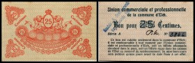 Notgeld
 25 Cent. o.D.(1918?) Keller 1.WK 53/37, Ser.A, hs.KN schwarz Eich/Handels- u.Gewerbeverein I