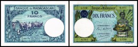 Banque de Madagascar
 10 Francs o.D.(1937/47, Sign.2) P-36b Nadelstiche I-