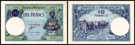 Banque de Madagascar
 10 Francs (1948/50) Sign.3, Serie Q.1865, P-36(c) I