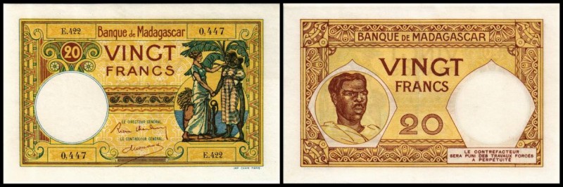 Banque de Madagascar
 20 Francs (1937/47) Sign.2, Serie E.422, P-37(b) I/II