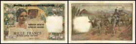 Malagasy - Institut d`Emission (Francs/Ariary)
 1000 Francs (1961/altes Datum 9.10.1952) Sign.3, Serie Z.551, Nst., P-54 III-