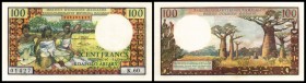 Malagasy - Institut d`Emission (Francs/Ariary)
 100 Francs (1966) Sign.6 (selten) Serie K.60, P-57a I