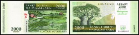 Banky Foiben`l Madagasikara (Francs/Ariary)
 2000 Ariary/10.000 Francs 2007, Sign.6, Gedenkausgabe, Plan 2007-2012, P-93a I