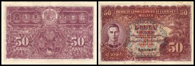 Britische Administration
 50 Cents 1941, P-10b, Vs. viele kl. Farbtupfen im Rand (vom Druck) sonst I-