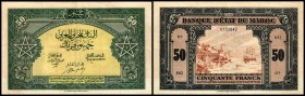 Banque d` Etat du Maroc
 50 Francs 1.8.1943, Sign.2) P-26(a) III+
