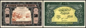 Banque d` Etat du Maroc
 50 Francs 1.3.1944, Serie D258, P-26(b) II-