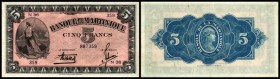 Banque de la Martinique
 5 Francs (1942, Didelot/Rosemain) Serie N36, KN 6-stellig, 2 Nst., P-16b II-