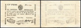 Imperio, Distrito Federal
 1 Peso 1.1.1823, cut cancelled, P-1b I-