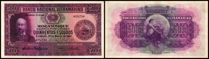 Banco Nacional Ultramarino . Mocambique
 500 Escudos 27.3.1947, P-101 III+