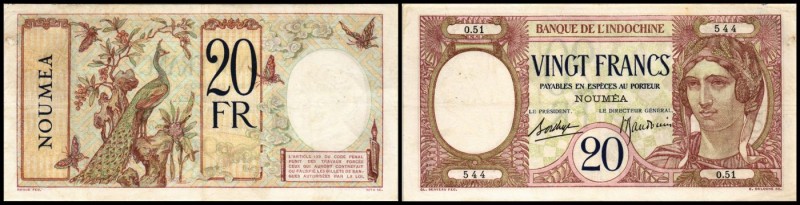 Banque de l’Indichine
 20 Francs (ca.1929) P-37b, geklebter Randschaden II