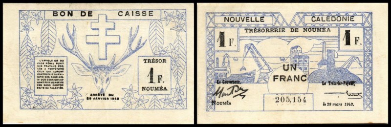 Tresorerie / Bon de Caisse
 1 Franc 29.3.1943, WZ 1 dicke ZT, P-55b III+