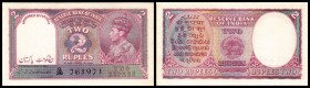 Government
 2 Rupien (1948 – Indien 17b) Serie G36, rare, P-1A Prov. Ausgabe - Überdruck auf indischen Noten II+