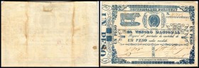 Republik – Tesoro Nacional
 1 Peso o.D.(1865) P-21, ohne Wz., Rs. fleckig III