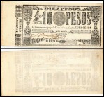 Republik – Tesoro Nacional
 10 Pesos (1865-70) Wz Schrift, nur 1 Sigatur, ohne KN, P-30 I-