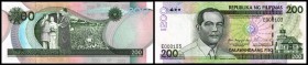 Republic / Central Bank / English Issue
 200 Pesos 2002, Sign.17, KN schwarz, P-195a I
