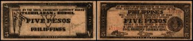 Philipp. Guerilla Noten 2. Weltkrieg
 5 Pesos 1942, Rs 3 Sig., P-136f I-