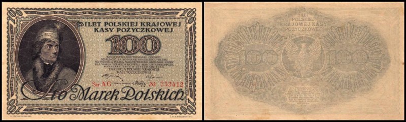 Republik
 100 Mark pol. 15.2.1919, Serie AG, P-17a Polska Kraljowa Kasa Pozyczk...