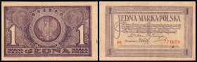 Republik
 1 Mark 1919, Wz.vertikal, KN o.Beistrich, Serie PE, P-19 Polska Kraljowa Kasa Pozyczkowa II-