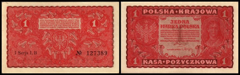 Republik
 1 Mark 23.8.1919, I Ser./2 Bst. 3mm, Nr.KN 4mm hoch, P-23 Polska Kral...