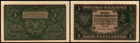 Republik
 5 Mark 23.8.1919, II Ser./2 Bst.+No.KN mit Beistrich 4mm hoch, P-24 Polska Kraljowa Kasa Pozyczkowa I