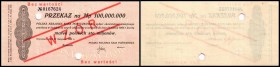 Republik
 100 Mio.Mark pol. 20.11.1923, Aufdruck WZOR, 2x gelocht, P-41s Polska Kraljowa Kasa Pozyczkowa II